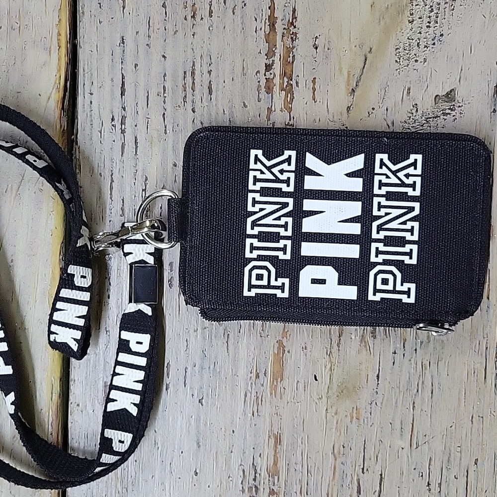 PINK lanyard wristlet wallet Victoria secret